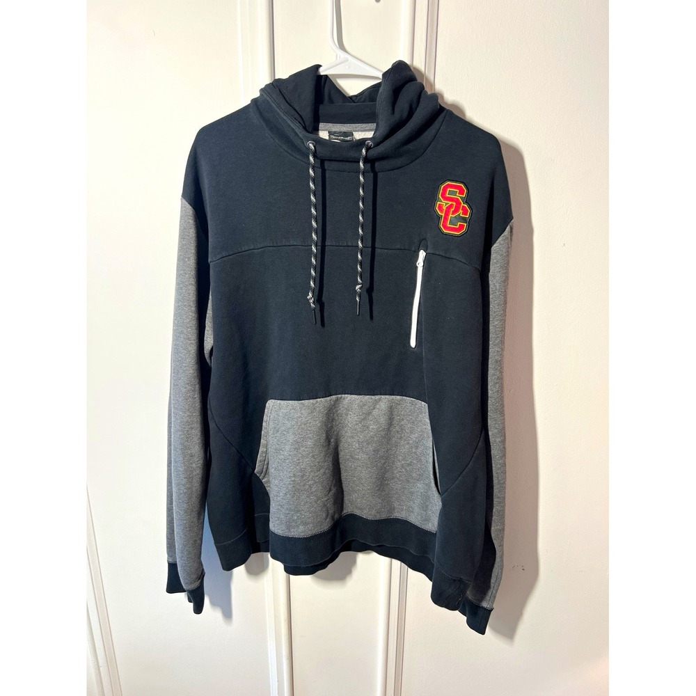 Nike USC Trojans Hoodie Mens XXL Black Gray Pullover NCAA Football Zip Pocket
